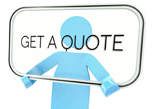 blue man holding international insurance quote sign