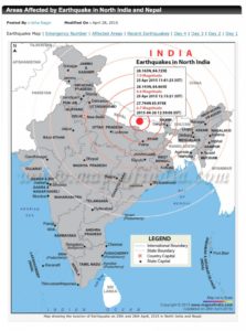 earthquake damage in Northern India map of quake and epicenter