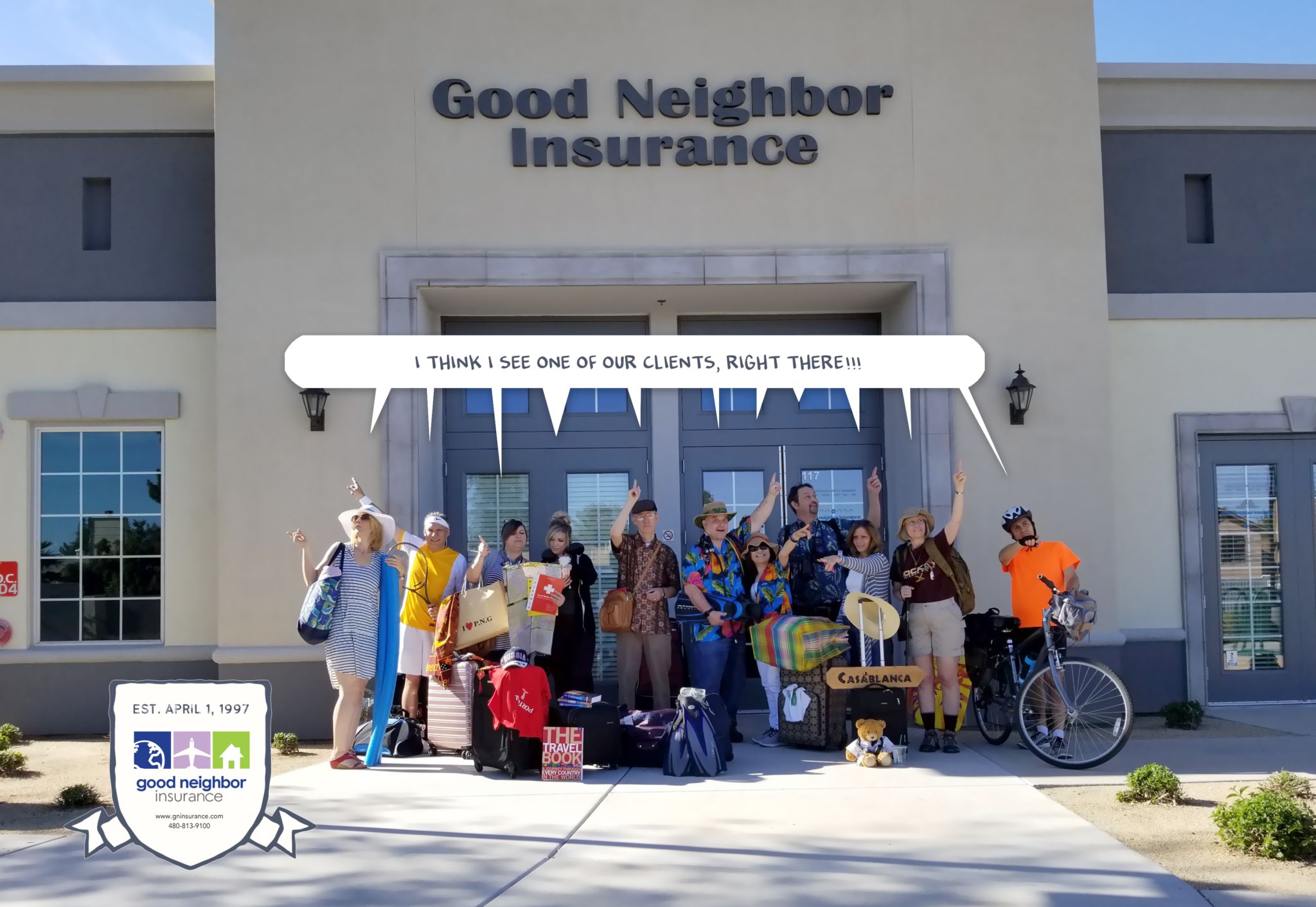 GNI staff picture - "I think I see one of our clients!"