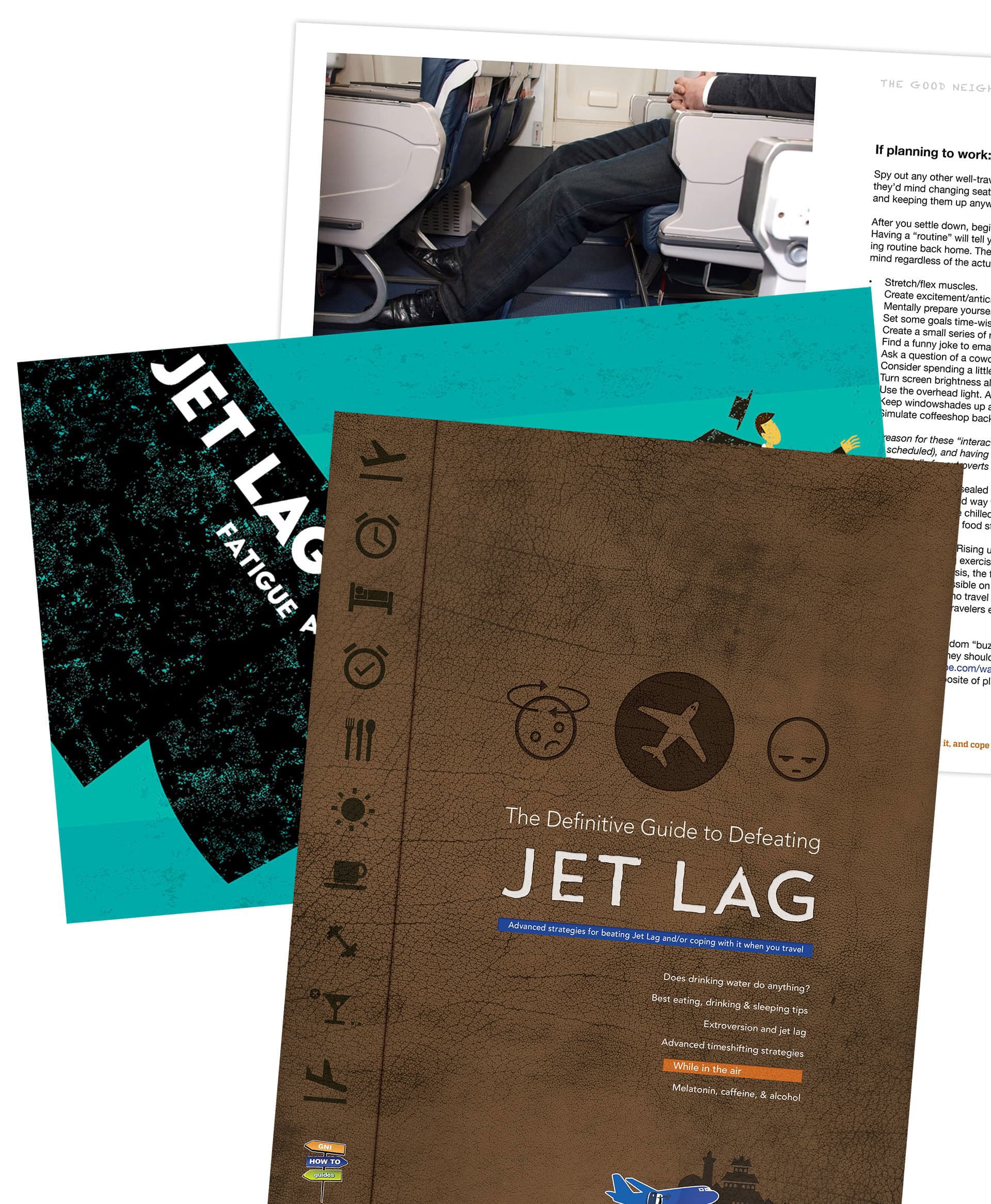 Pages from the Free Jet Lag Guide for Travelers and frequent flyers